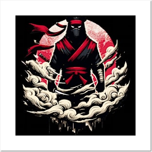 Cool Ninja Bear Japanese Retro Vintage Style Posters and Art